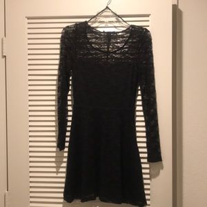 Black lace skater dress